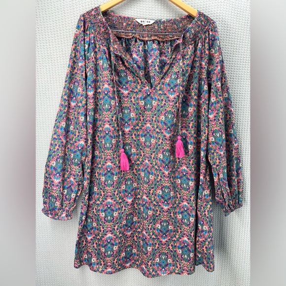 (3) Boden 100% Cotton Colorful Beach Kaftan Dress Size 8 Boho Tunic Tassles-Read - Picture 2 of 16